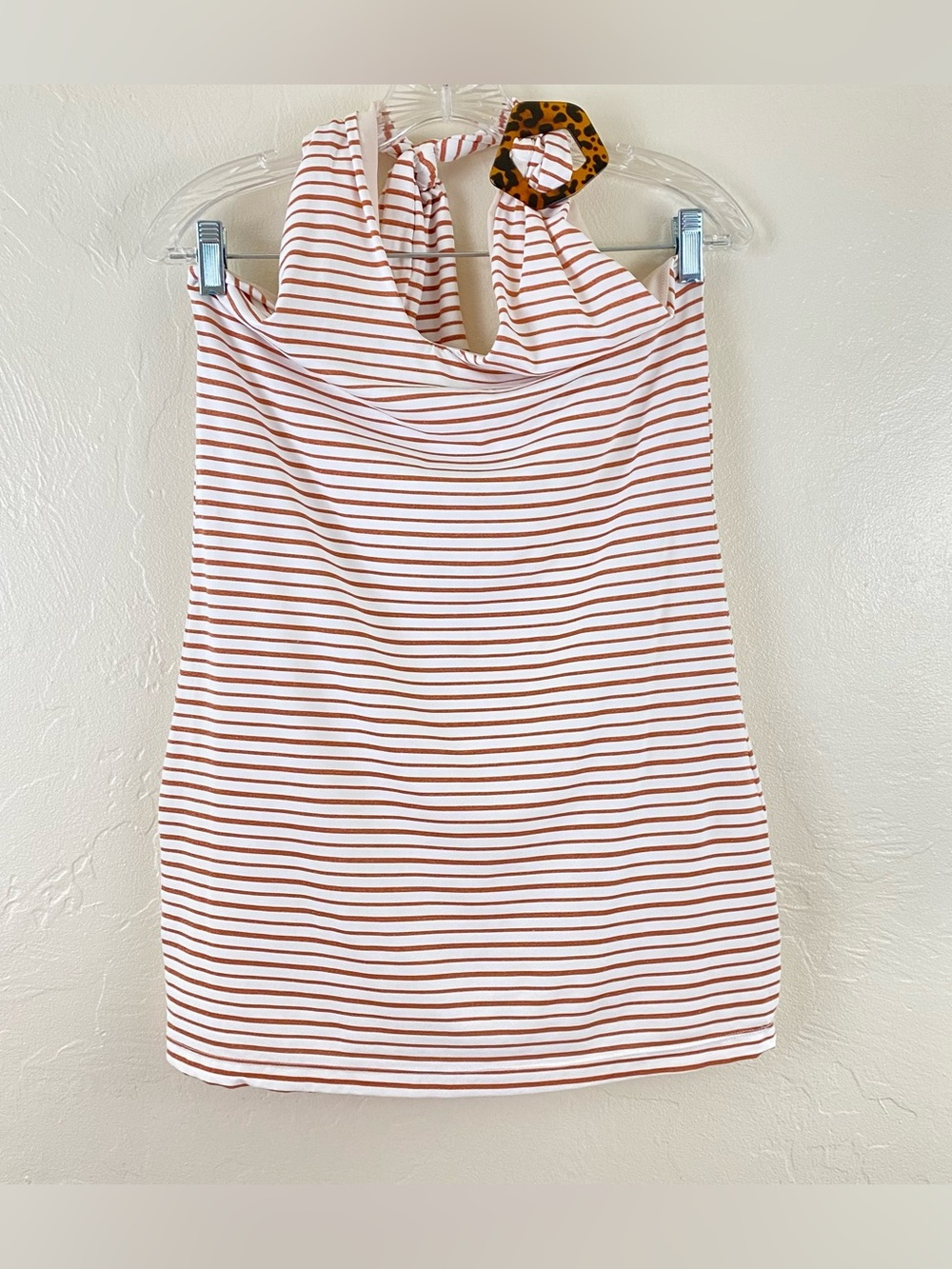Revolve Tularosa XL White & Gold Metallic Striped Halter Tie Lined Mini Dress